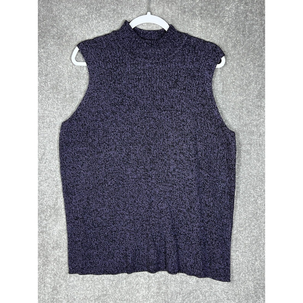 Requirements Sleeveless Acrylic Knit Top Womens Size 2X Purple Black Vintage